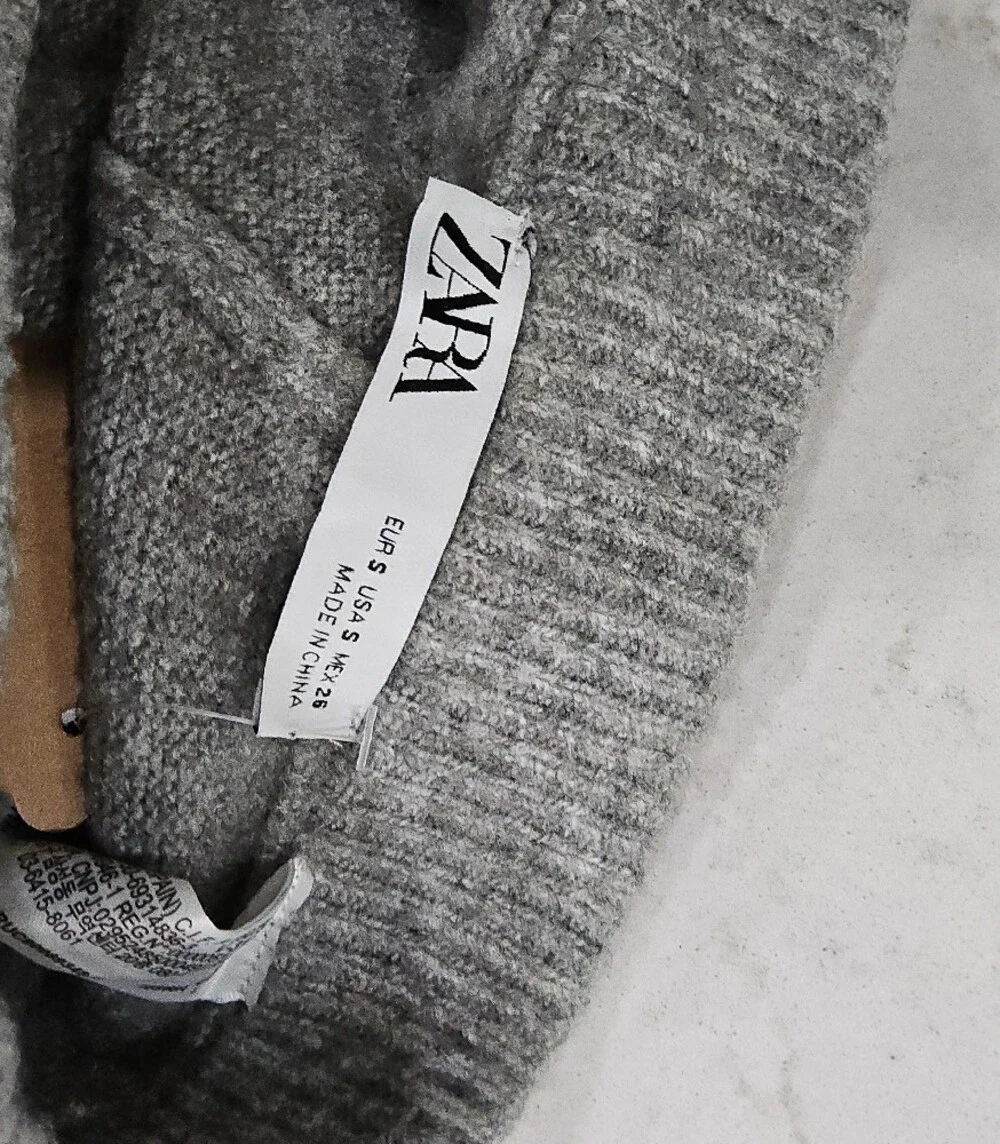 Zara Ribbed Knit Wide-Leg Pants in Gray